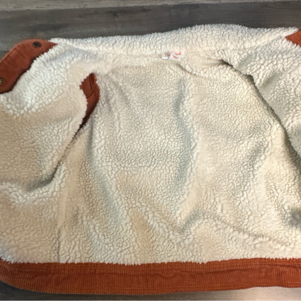 Cat & Jack girl’s Orange Corduroy Jacket with Sherpa Collar - Picture 9 of 12